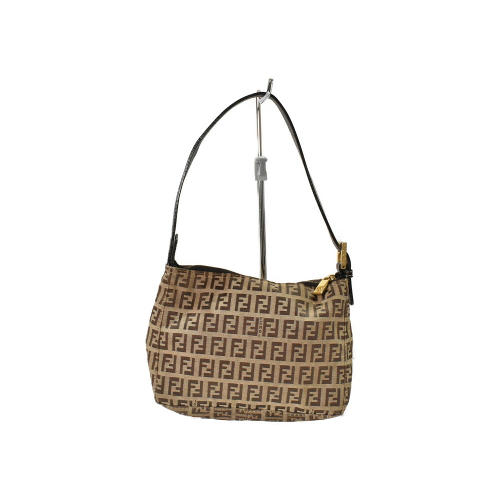 Fendi Classic Canvas Handbag Brown Bag Leather Zucchino